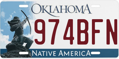 OK license plate 974BFN