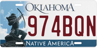 OK license plate 974BQN