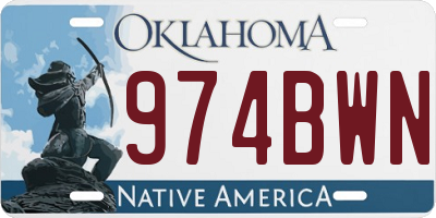 OK license plate 974BWN