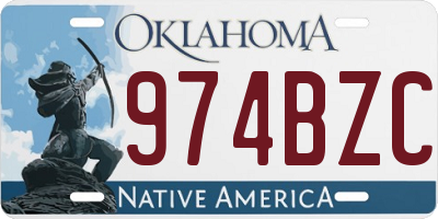 OK license plate 974BZC