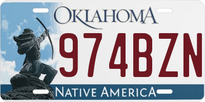 OK license plate 974BZN