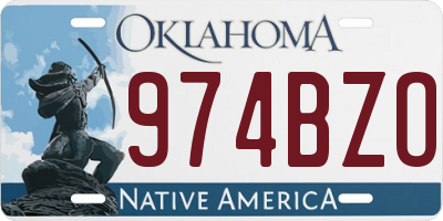 OK license plate 974BZO