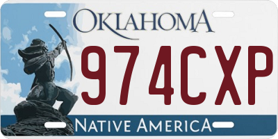 OK license plate 974CXP