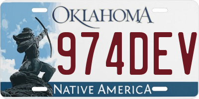 OK license plate 974DEV