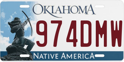 OK license plate 974DMW