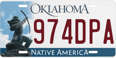 OK license plate 974DPA