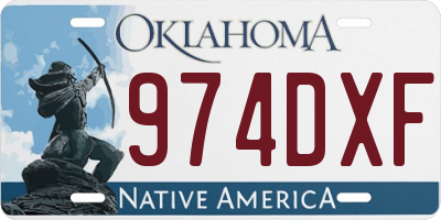 OK license plate 974DXF