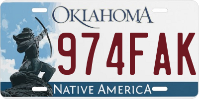 OK license plate 974FAK