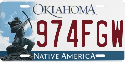 OK license plate 974FGW