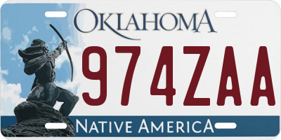 OK license plate 974ZAA