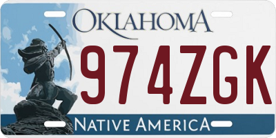 OK license plate 974ZGK