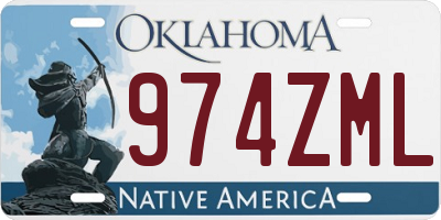OK license plate 974ZML