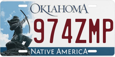 OK license plate 974ZMP