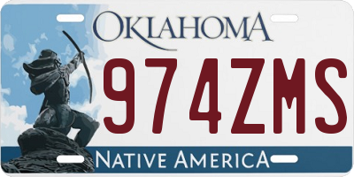 OK license plate 974ZMS