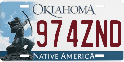 OK license plate 974ZND