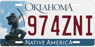 OK license plate 974ZNI