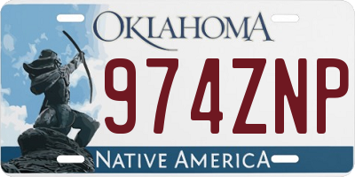OK license plate 974ZNP