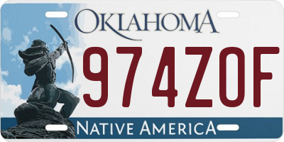 OK license plate 974ZOF