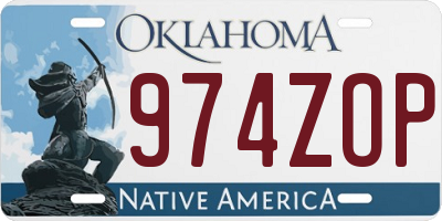 OK license plate 974ZOP