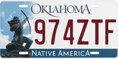 OK license plate 974ZTF