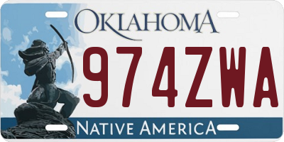 OK license plate 974ZWA