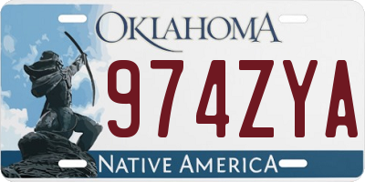 OK license plate 974ZYA