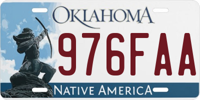 OK license plate 976FAA