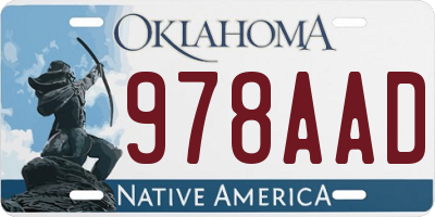 OK license plate 978AAD