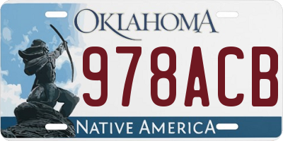 OK license plate 978ACB