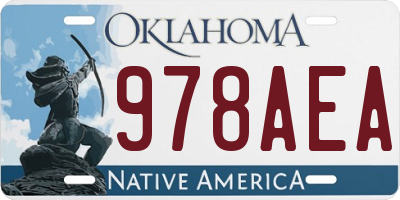 OK license plate 978AEA
