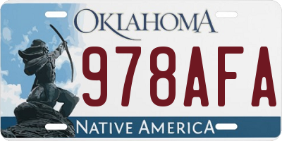 OK license plate 978AFA