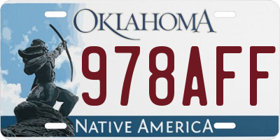 OK license plate 978AFF