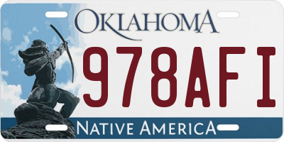 OK license plate 978AFI