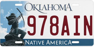 OK license plate 978AIN