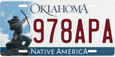 OK license plate 978APA