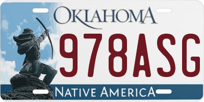 OK license plate 978ASG