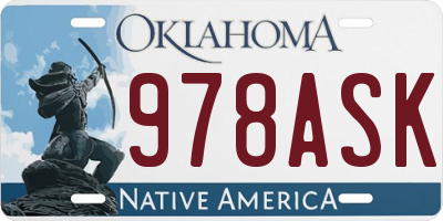 OK license plate 978ASK