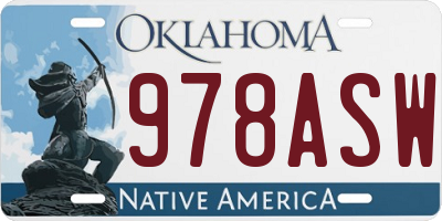 OK license plate 978ASW