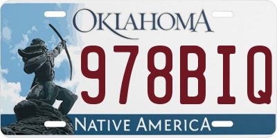 OK license plate 978BIQ