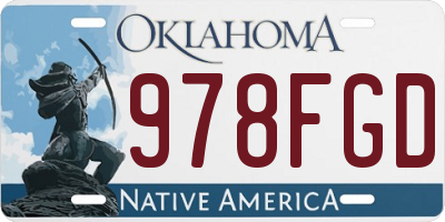 OK license plate 978FGD