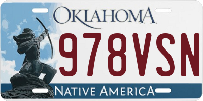 OK license plate 978VSN
