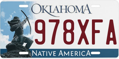OK license plate 978XFA