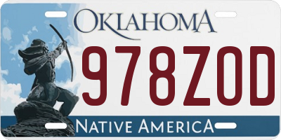 OK license plate 978ZOD