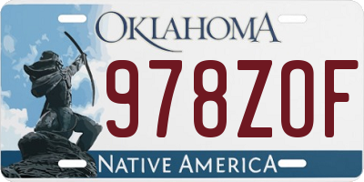 OK license plate 978ZOF
