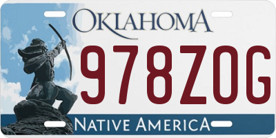 OK license plate 978ZOG