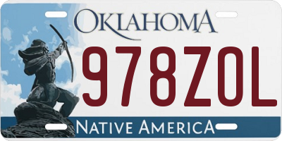 OK license plate 978ZOL