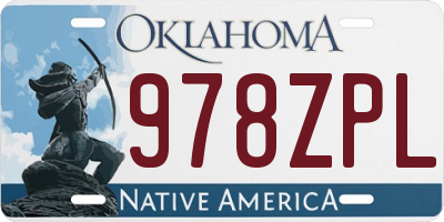 OK license plate 978ZPL