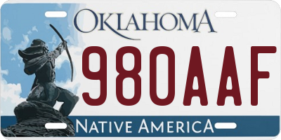OK license plate 980AAF