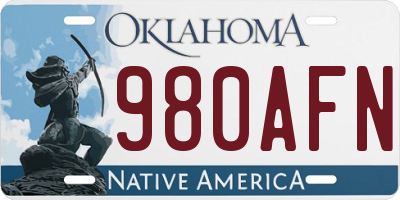 OK license plate 980AFN