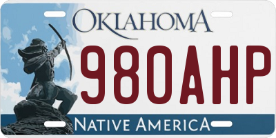 OK license plate 980AHP